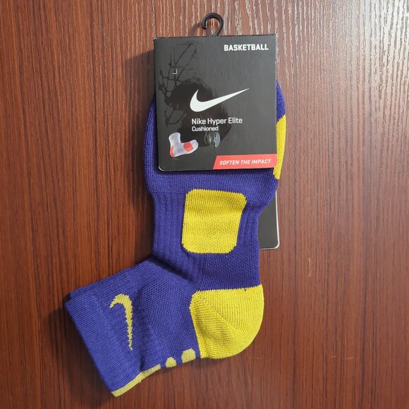 Original Nike Elite Socks Quarter Cut Purple/Yellow Size Large Kobe Basketball - Picture 1 of 3